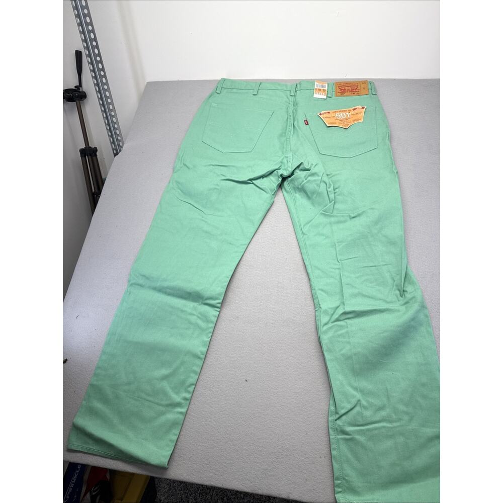 Levis 501 Shrink To Fit Jeans Mens 40x32 Green Denim Button Fly NWT - Picture 4 of 6